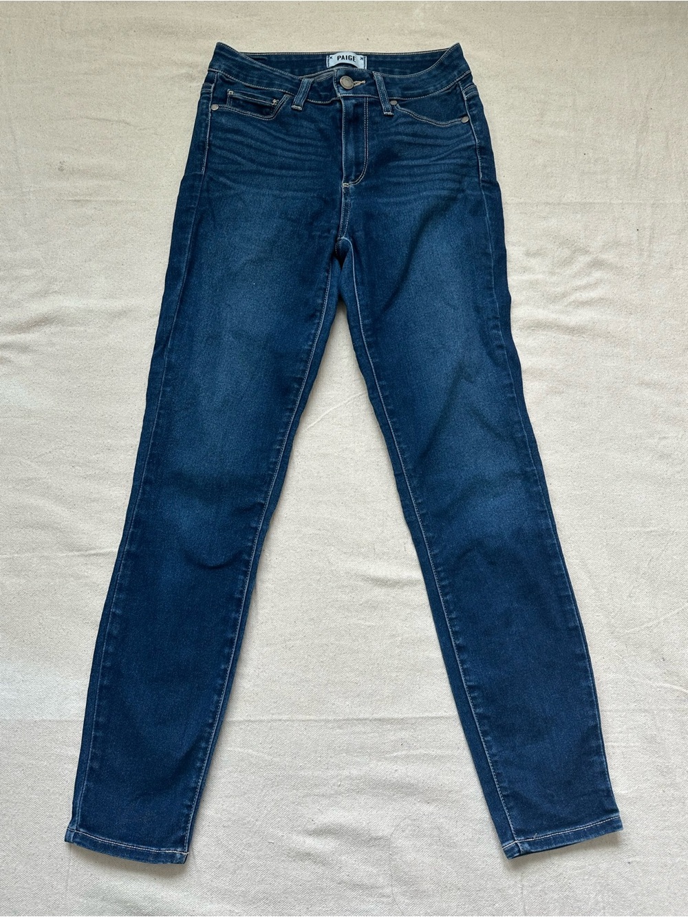 PAIGE Hoxton Ankle High Rise Skinny Jeans Dark Wash Deep Indigo Size 26 Preppy
